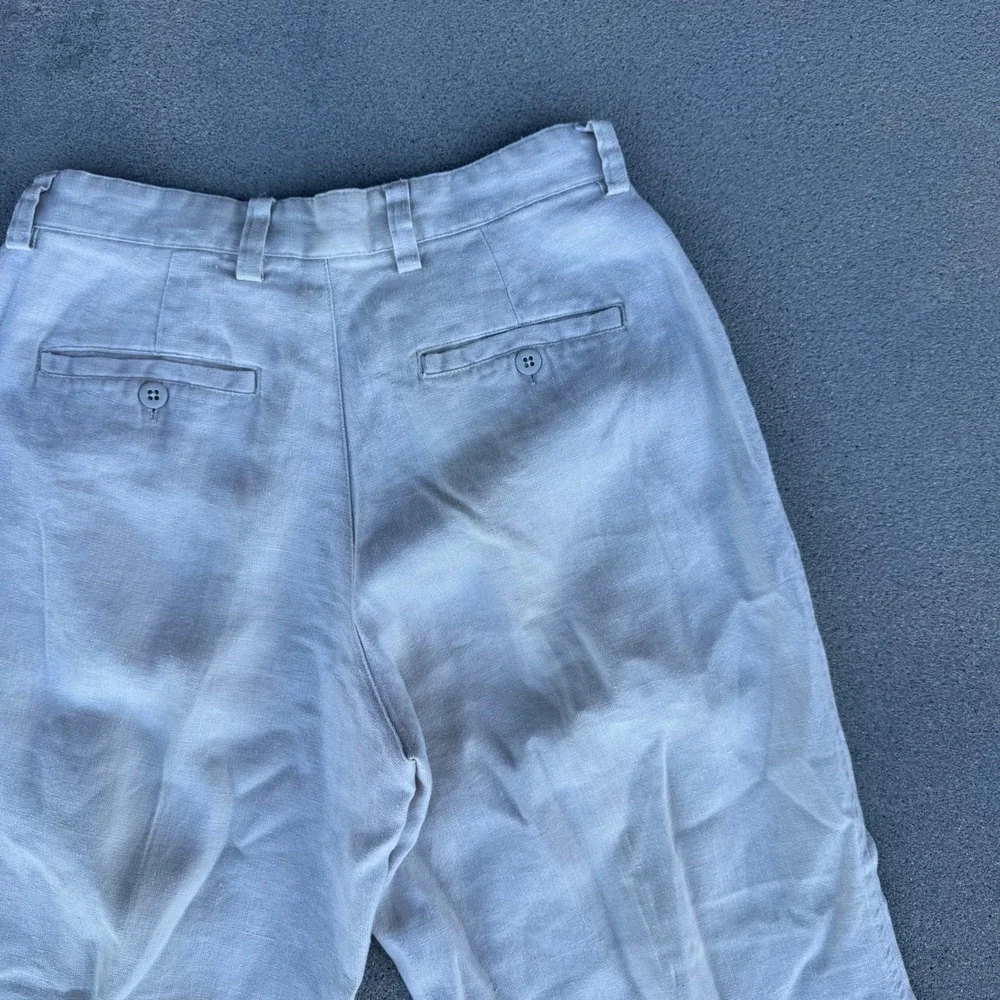 Vintage Gap 100% Linen Pleated Relaxed Fit Trousers Beige 28/30 Men